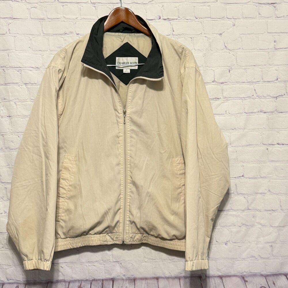 Vintage Charles Klein Medium Tan Jacket Grandpa Core Golf Harrington Windbreaker